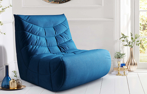 Синее бескаркасное кресло Смайл от Gliver